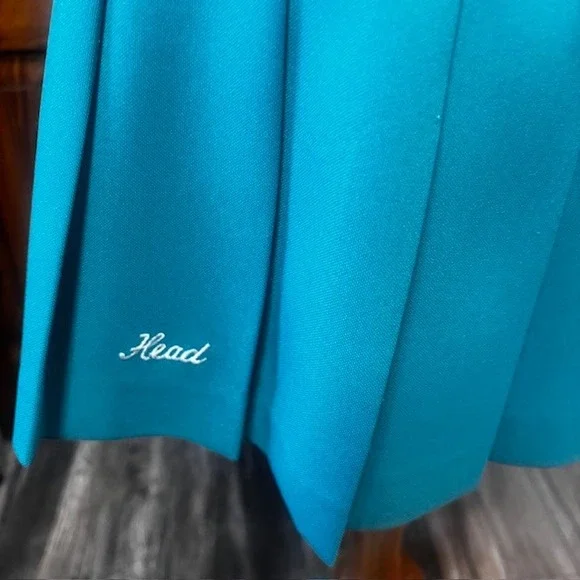 Vintage Head Sportswear Teal Blue Pleated Tennis Skirt Retro Athletic Mini Sz 12 - Picture 3 of 6